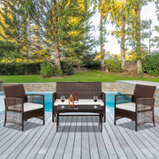 VINGLI 4 PCS Wicker Outdoor Patio Conversation Sets