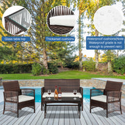 VINGLI 4 PCS Wicker Outdoor Patio Conversation Sets