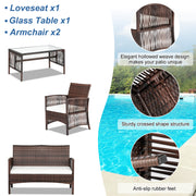 VINGLI 4 PCS Wicker Outdoor Patio Conversation Sets