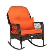 VINGLI Patio Bar Wicker Rocking Chair