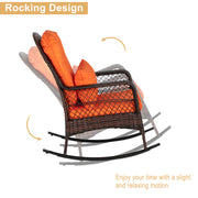 VINGLI Patio Bar Wicker Rocking Chair