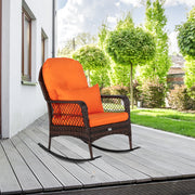VINGLI Patio Bar Wicker Rocking Chair