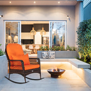 VINGLI Patio Bar Wicker Rocking Chair