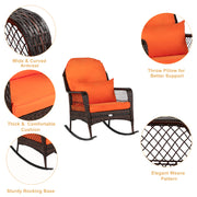 VINGLI Patio Bar Wicker Rocking Chair