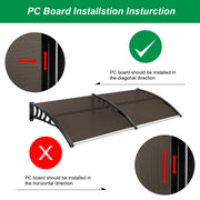 VINGLI Patio Window Awning Outdoor Awning Polycarbonate Door Canopy Cover Awnings