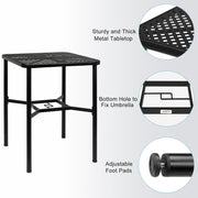 VINGLI Metal Frame Square Outdoor Bar Table with 1.57in Umbrella Hole for Patio Coffee Table
