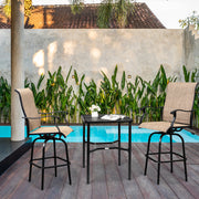 VINGLI Metal Frame Square Outdoor Bar Table with 1.57in Umbrella Hole for Patio Coffee Table