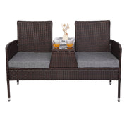 VINGLI Wicker Outdoor Loveseat Patio Furniture Set Gray