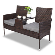 VINGLI Wicker Outdoor Loveseat Patio Furniture Set Gray