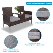 VINGLI Wicker Outdoor Loveseat Patio Furniture Set Gray