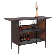 VINGLI Outdoor Wicker Bar Table Brown