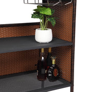 VINGLI Outdoor Wicker Bar Table Brown