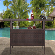 VINGLI Outdoor Wicker Bar Table Brown