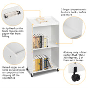VINGLI 46.5in Podium Stand Portable Storage with Wheels Mobile Lectern Podium Black