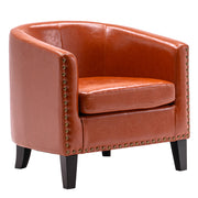 VINGLI Accent Barrel Chair Faux Leather Chair Modern Tub Club Chair