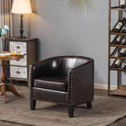 VINGLI Accent Barrel Chair Faux Leather Chair Modern Tub Club Chair