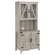 VINGLI 67in Kitchen Hutch Shelves Farmhouse Buffet with Hutch Freestanding Pantry Cabinet Grey