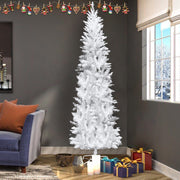 VINGLI 6.5/7.5 ft White Pencil Slim Christmas Tree With LED Light Xmas Tree For Decoration