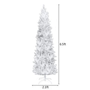 VINGLI 6.5/7.5 ft White Pencil Slim Christmas Tree With LED Light Xmas Tree For Decoration