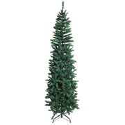 VINGLI 6.5ft Artificial Slim Flocking Christmas Tree With LED Lights For Xmas Decoration