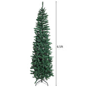 VINGLI 6.5ft Artificial Slim Flocking Christmas Tree With LED Lights For Xmas Decoration