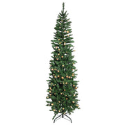 VINGLI 6.5ft Artificial Slim Flocking Christmas Tree With LED Lights For Xmas Decoration