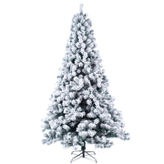 VINGLI 6ft Snow Flocked Artificial Holiday Christmas Pine Tree White w/ 550 Warm White Lights For Home, Office, Party Decoration