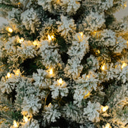 VINGLI 6ft Snow Flocked Artificial Holiday Christmas Pine Tree White w/ 550 Warm White Lights For Home, Office, Party Decoration