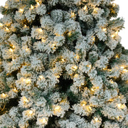 VINGLI 6ft Snow Flocked Artificial Holiday Christmas Pine Tree White w/ 550 Warm White Lights For Home, Office, Party Decoration