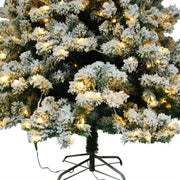 VINGLI 6ft Snow Flocked Artificial Holiday Christmas Pine Tree White w/ 550 Warm White Lights For Home, Office, Party Decoration