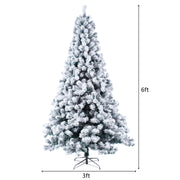 VINGLI 6ft Snow Flocked Artificial Holiday Christmas Pine Tree White w/ 550 Warm White Lights For Home, Office, Party Decoration