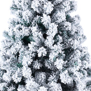 VINGLI 6ft Snow Flocked Artificial Holiday Christmas Pine Tree White w/ 550 Warm White Lights For Home, Office, Party Decoration