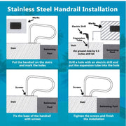 VINGLI Swimming Pool Hand Rail Rust and Weather Proof Grab Rails