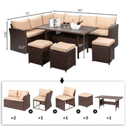 VINGLI 8 PCS Wicker Patio Conversation Furniture Sets