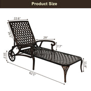 VINGLI Cast Aluminum Chaise Lounge Outdoor Chair with 3-Position Adjustable Bronze/Black/White