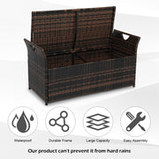 VINGLI 40 Gallon Deck Rattan Box Wicker Outdoor Storage with Cushion Brown