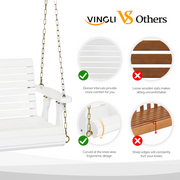 VINGLI 440 LBS Wooden Porch Swing 1-Person Outdoor Patio Swing