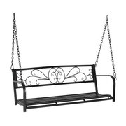 VINGLI Upgraded 4FT Metal Porch Swing 660 LBS Outdoor Patio Swing Black