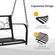 VINGLI Upgraded 4FT Metal Porch Swing 660 LBS Outdoor Patio Swing Black