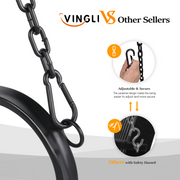 VINGLI Upgraded 4FT Metal Porch Swing 660 LBS Outdoor Patio Swing Black