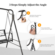 VINGLI Upgraded 4FT Metal Porch Swing 660 LBS Outdoor Patio Swing Black