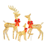 VINGLI 1/2/3 Piece Lighted Christmas Reindeer Family Set Outdoor Yard Decoration White/Gold/Brown