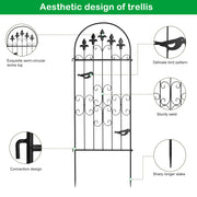 VINGLI 4PCS Metal Decorate Garden Trellis Outdoor Iron Fence for Vines and Climbing Plants