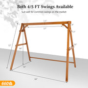 VINGLI Wooden Swing Frame Upgraded A-Frame Porch Swing Bench Stand Heavy Duty 660 LBS