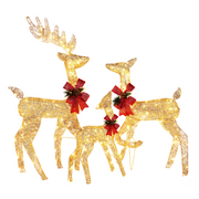 VINGLI 1/2/3 Piece Lighted Christmas Reindeer Family Set Outdoor Yard Decoration White/Gold/Brown