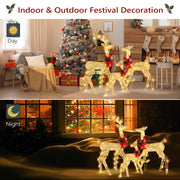VINGLI 1/2/3 Piece Lighted Christmas Reindeer Family Set Outdoor Yard Decoration White/Gold/Brown
