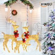 VINGLI 1/2/3 Piece Lighted Christmas Reindeer Family Set Outdoor Yard Decoration White/Gold/Brown