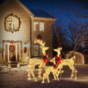 VINGLI 1/2/3 Piece Lighted Christmas Reindeer Family Set Outdoor Yard Decoration White/Gold/Brown