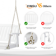 VINGLI 4FT Wooden Patio Porch Swing Upgraded  880lbs