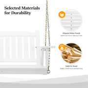 VINGLI 4FT Wooden Porch Swing 880lbs Patio Hanging Swing White/Rustic